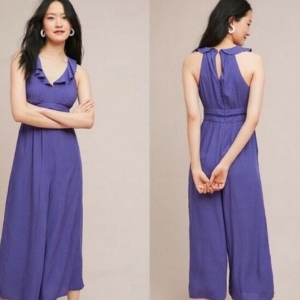 **Anthropology Blue Polka Dot Jumpsuit**